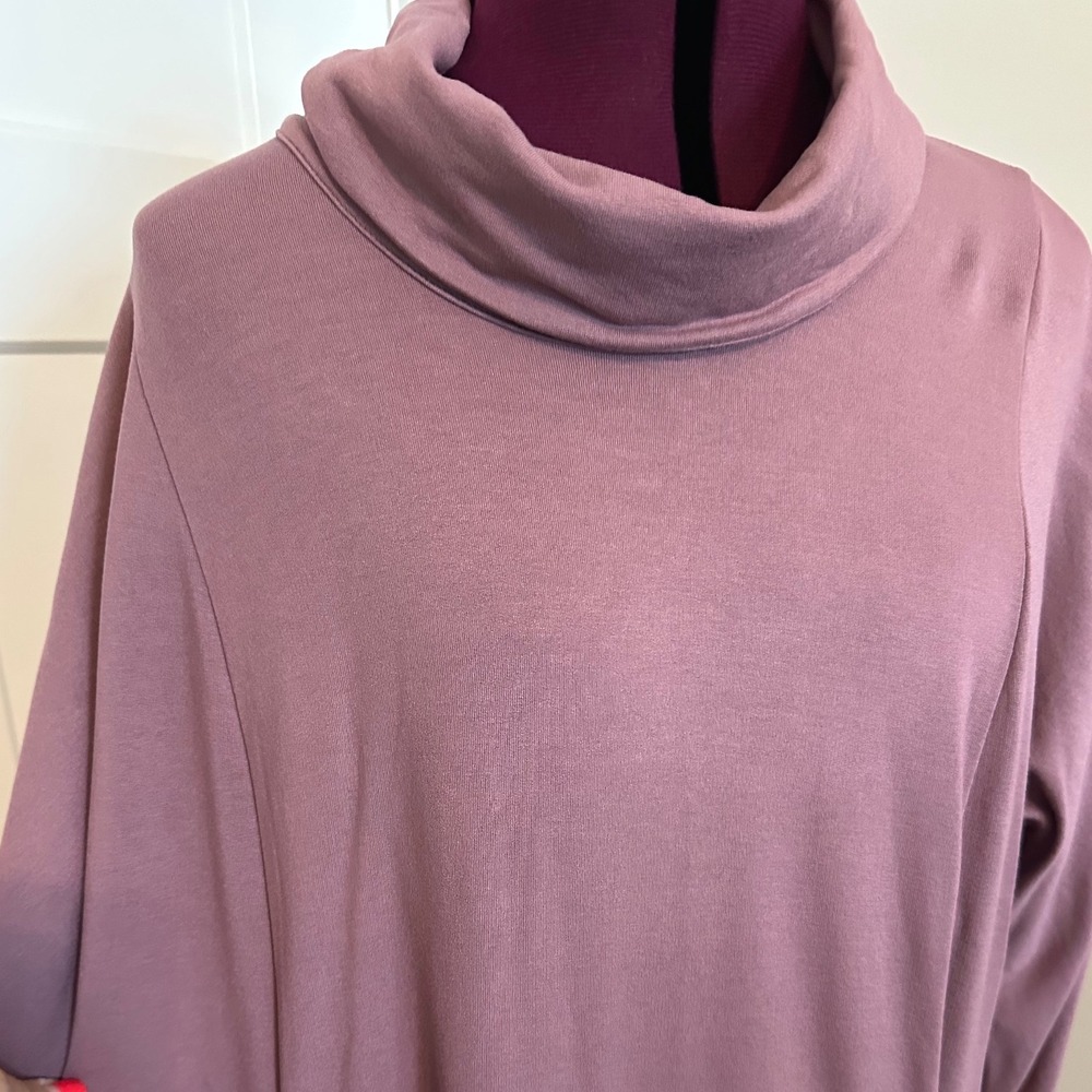 J. Jill Wearever Collection Cowl Neck Pocket Dress Smoky Plum Purple Large NWT